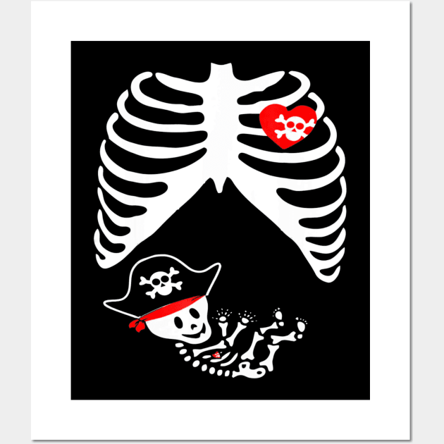 Baby Pregnant Skeleton Xray Halloween Shirt Pirate Boy Wall Art by mlleradrian